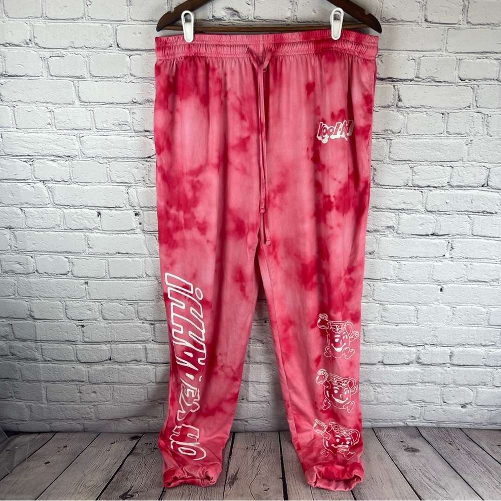 Kool-Aid Pants Womens 2XL Pink Tie-Dye‎ Mad Engine Adjustable Waist Loungewear